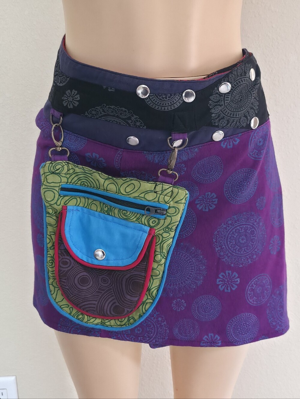 Retro Reversible Wrapping Mini Skirt